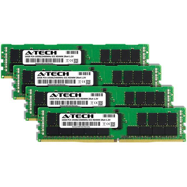 A-Tech 64GB (4x16GB) 2Rx4 PC4-19200R DDR4 2400 MHz ECC RDIMM Registered DIMM 288-Pin Dual Rank X4 Server & Workstation RAM Memory Upgrade Kit