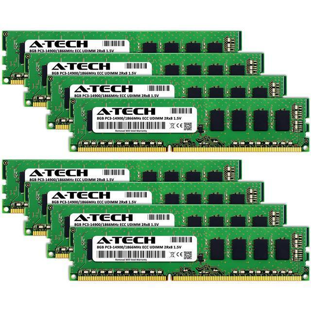 A-Tech 64GB (8x8GB) 2Rx8 PC3-14900E DDR3 1866 MHz ECC UDIMM 1.5V ECC Unbuffered DIMM 240-Pin Dual Rank X8 Server & Workstation RAM Memory Upgrade Kit
