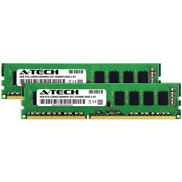 A-Tech 8GB (2x4GB) 2Rx8 PC3-12800E DDR3 1600 MHz ECC UDIMM 1.5V ECC Unbuffered DIMM 240-Pin Dual Rank X8 Server & Workstation RAM Memory Upgrade Kit