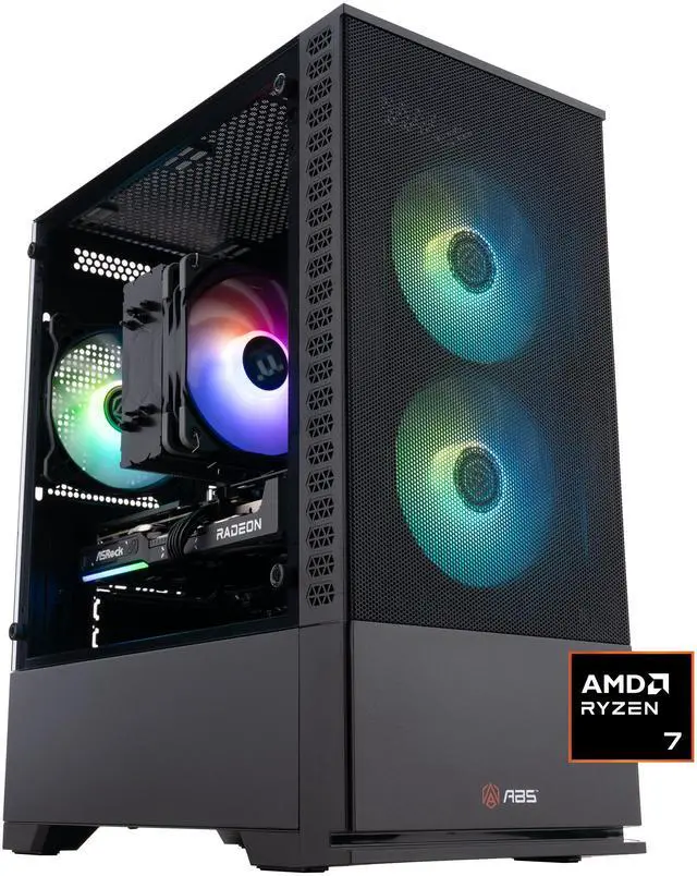 ABS Cyclone Ruby Gaming PC - Windows 11 - AMD Ryzen 7 9700X - Radeon RX 9060 XT - AI-Powered Performance - 32GB DDR5 6400MHz - 1TB M.2 NVMe SSD - CR9700X9060XT16GB2