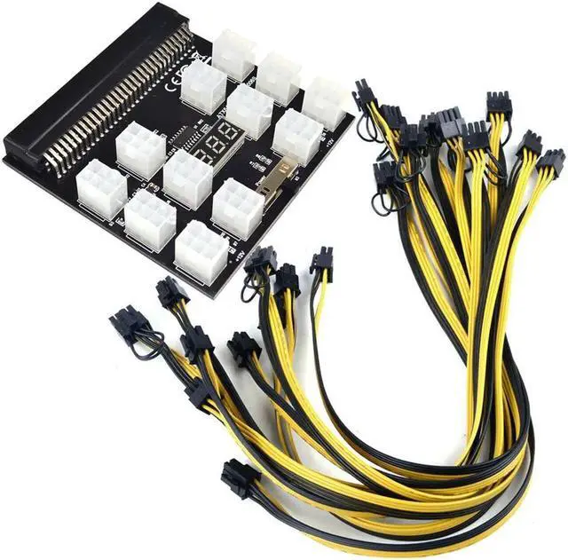 Adaptador de placa de arranque de 12 puertos negro 6 pines PCI-e para fuente de alimentación de 750W/1200W/1500W soporte de reinicio automático