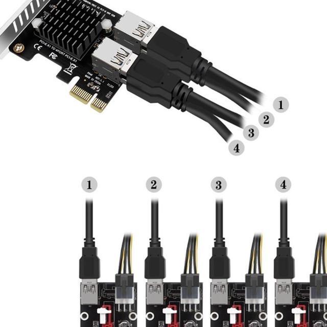 Add On Card PCI-E Extender Riser 1 To 4 PCI-E 1X Slots Graphics Card External Card PCI-E Adapter For Desktop Computer