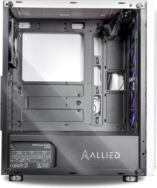 Allied Gaming Patriot ATX Tower Gaming Desktop Case: Tempered Glass Panel 3X ARGB Fans Pre-Installed LED ARGB Fans 1x USB 3.0 Ports 2X USB 2.2 Ports & Mesh Front Panel Airflow