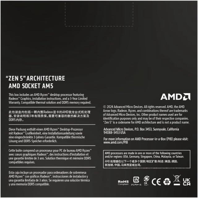 AMD Ryzen 9 9950X - Ryzen 9 9000 Series Granite Ridge (Zen 5) 16-Core 4.3 GHz - Socket AM5 170W - Radeon Graphics Processor - Bulk