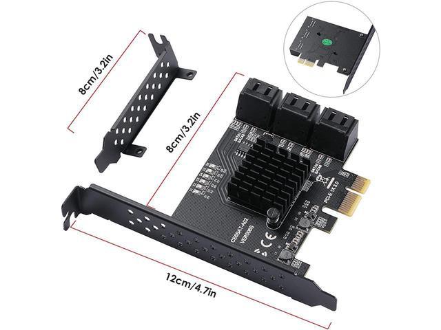 Amify PCIe SATA Card 6 Ports With 6 SATA Cables And Low Profile Bracket 6 Gbps 1X SATA 3.0 PCIe Card Support 6 SATA 3.0 Devices(ASM1166 Chip