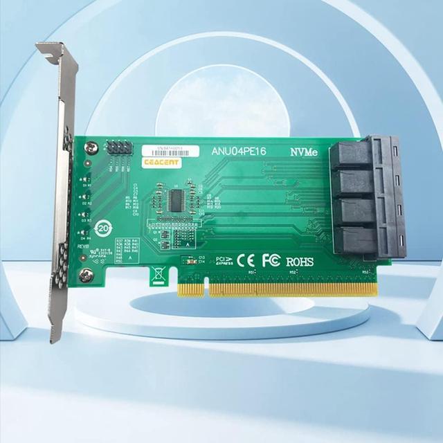 ANU04PE16 NVMe Controller SFF8643 4 Port PCIe3.0 X16 SSD Exp Riser (Not With Cables Not Support LSI 8643X2 To 8639X2)