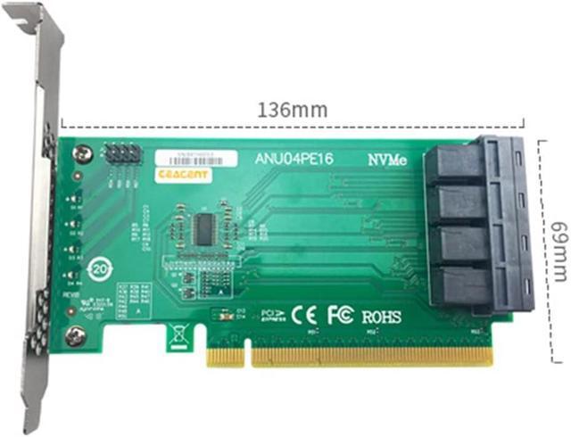 ANU04PE16 NVMe Controller SFF8643 4 Port PCIe3.0 X16 SSD Exp Riser (Not With Cables Not Support LSI 8643X2 To 8639X2)