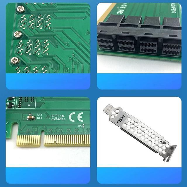 ANU04PE16 NVMe Controller SFF8643 4 Port PCIe3.0 X16 SSD Exp Riser (Not With Cables Not Support LSI 8643X2 To 8639X2)