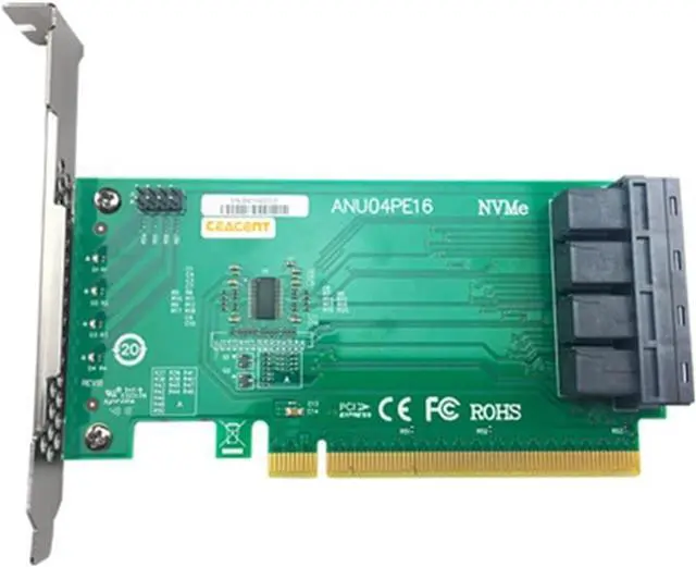 ANU04PE16 NVMe Controller SFF8643 4 Port PCIe3.0 X16 SSD Exp Riser (Not with Cables Not Support LSI 8643X2 to 8639X2)