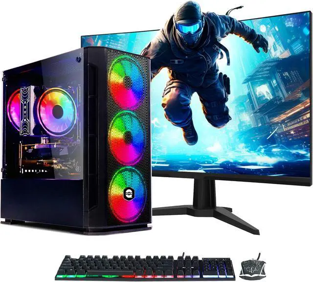 AQVIN - AQ10 Gaming PC - Intel Core i7 2TB SSD 32GB DDR4 RAM GeForce GTX 1650 4GB Windows 10 Pro 27 -Inch Curved Gaming Monitor Gaming Keyboard and Mouse WiFi