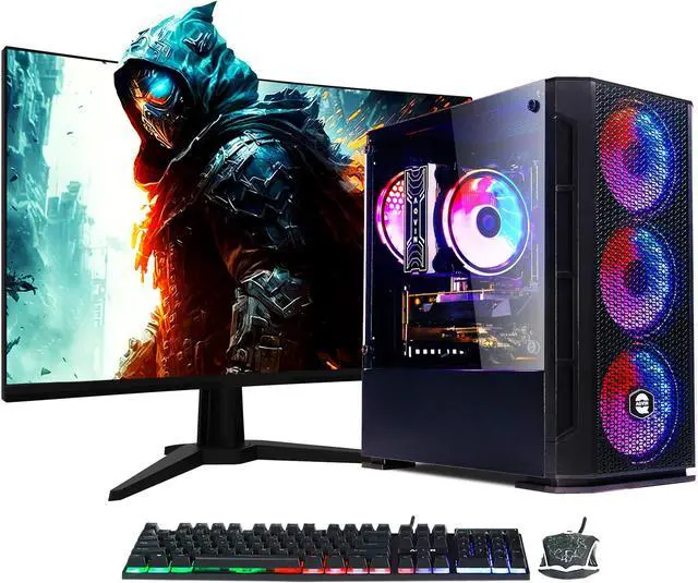 AQVIN - AQ10 Gaming PC - Intel Core i7 32GB RAM 1TB SSD GeForce GTX 1650 4GB 24 -Inch Curved Gaming Monitor Windows 10 Pro Gaming Keyboard and Mouse WiFi