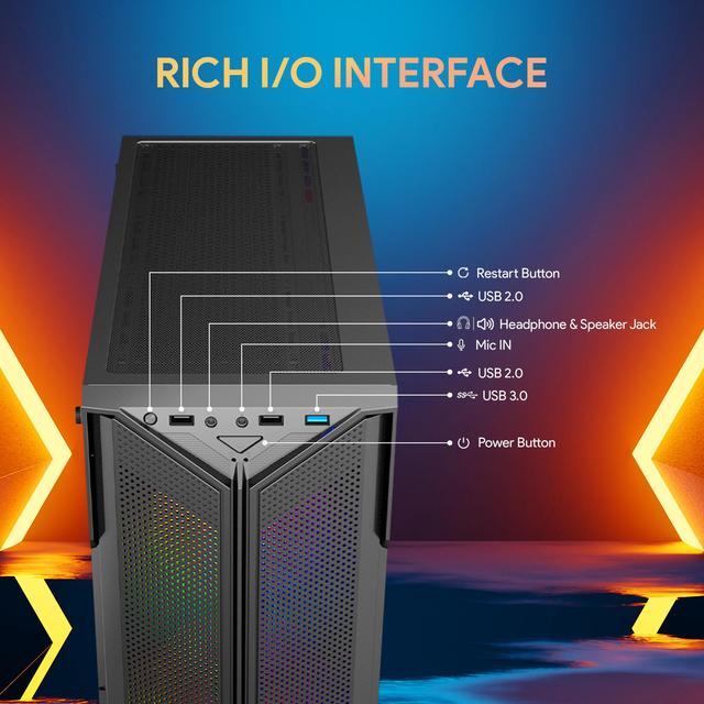 AQVIN AQ20 Gaming PC TOWER Computer - Intel I7 Processor Upto 4.60GHz GeForce GTX 1660 6GB SUPER GPU 32GB RAM 1TB NVMe SSD RGB Fans WiFi Windows 11 Pro - Black GeForce GTX 1660 SUPER