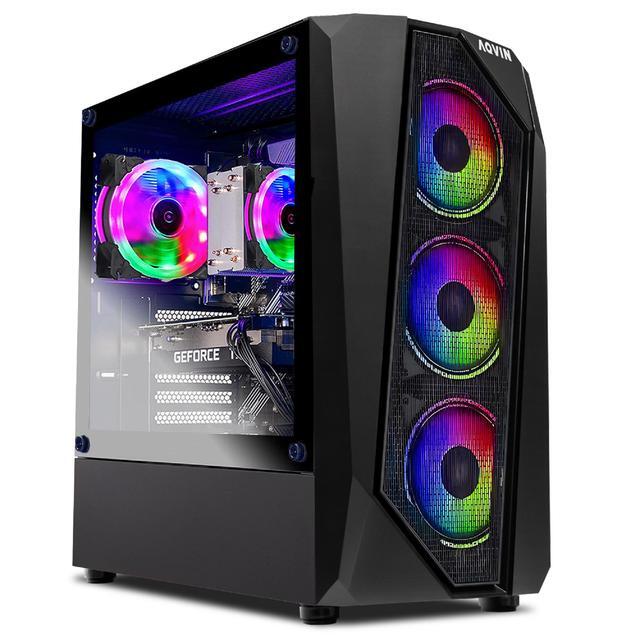 AQVIN - AQ30 Gaming Desktop Tower PC Windows 10 Pro Computer - Intel Core I7 Processor Up To 4.00 GHz - GeForce RTX 3050 8GB GDDR6 GPU - 32GB RAM - 2TB SSD - 27-inch Curved Gaming Monitor -RGB Light