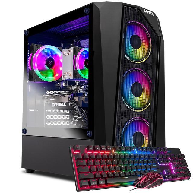 AQVIN AQ30 High-Performance Gaming Desktop Computer PC NVIDIA GeForce GTX 1650 4GB GPU Intel Core I7 CPU 2TB SSD 32GB DDR4 RAM Windows 10 Pro RGB Gaming Keyboard Mouse Combo