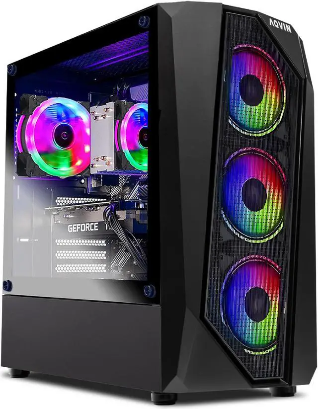 AQVIN AQ30 High-Performance Gaming Desktop Computer PC NVIDIA GeForce GTX 1650 4GB GPU Intel Core i7 CPU 2TB SSD 32GB DDR4 RAM Windows 10 Pro RGB Gaming Keyboard Mouse Combo
