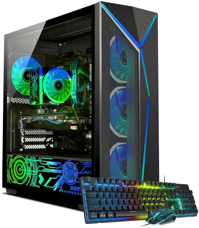 AQVIN AQ80 Gaming PC - Intel Hexa-Core i7 Up to 4.60 GHz GeForce GTX 1660 Super 6GB GPU 32GB DDR4 RAM 1TB NVMe SSD Windows 11 Pro Desktop Tower Computer Gaming keyboard & Mouse - Black