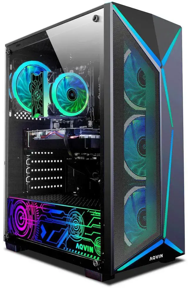 AQVIN AQ80 Gaming PC - Intel Hexa-Core i7 Up to 4.60 GHz NVIDIA GeForce RTX 5060 8GB GPU Card 32GB DDR4 RAM 1TB NVMe SSD Windows 11 Pro Desktop Computer Built-in WIFI - 1 year Warranty
