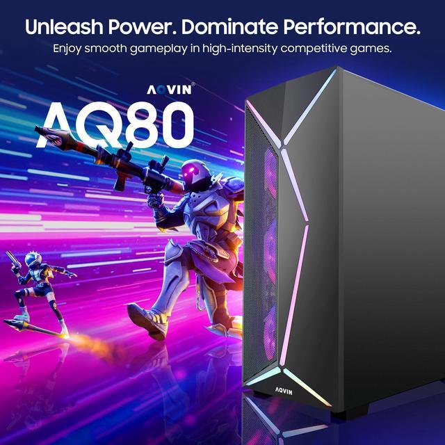 AQVIN AQ80 Gaming Tower PC - Intel Hexa-Core I7 Up To 4.60 GHz NVIDIA GeForce RTX 3050 8GB GPU 32GB DDR4 RAM 1TB NVMe SSD Windows 11 Pro Desktop Computer Built-in WIFI - 1 Year Warranty