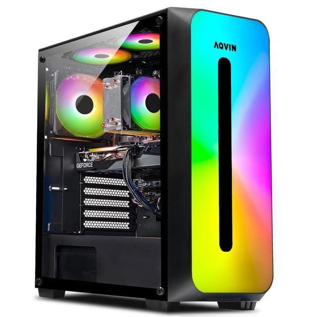 AQVIN - AQB60 Gaming Desktop PC High-Performance Tower Computer - Core I7 Processor Up To 4.00 GHz - GeForce RTX 3050 6GB GDDR6 Gaming Card - 32GB DDR4 RAM 1TB SSD - Windows 10 Pro - RGB Fan & Light
