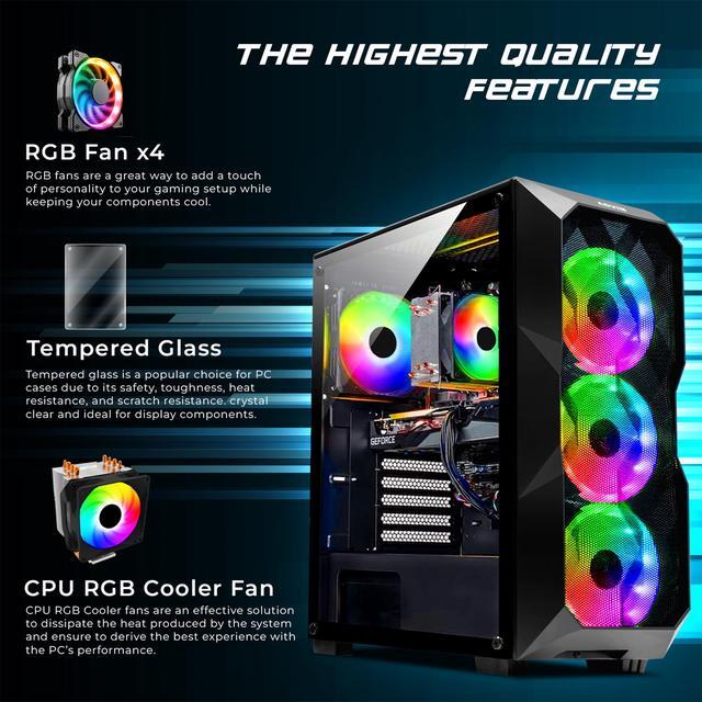 AQVIN - AQB70 Gaming Tower Intel Core I7 CPU 4.0GHz GTX 1660 Super 6GB GDDR5 Craphics Card 32GB DDR4 RAM 2TB SSD Win 10 Pro RGB Keyboard And Mouse WiFi HDMI
