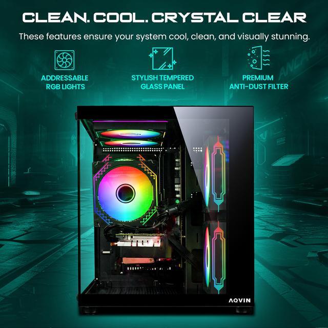AQVIN NEON Gaming PC Mid-Tower Windows 11 Pro High-Performance Desktop Computer - Intel Core I7- 8th Gen Processor Up To 4.60GHz GeForce RTX 3050 6GB 32GB DDR4 RAM 1TB NVMe SSD Built-in WiFi
