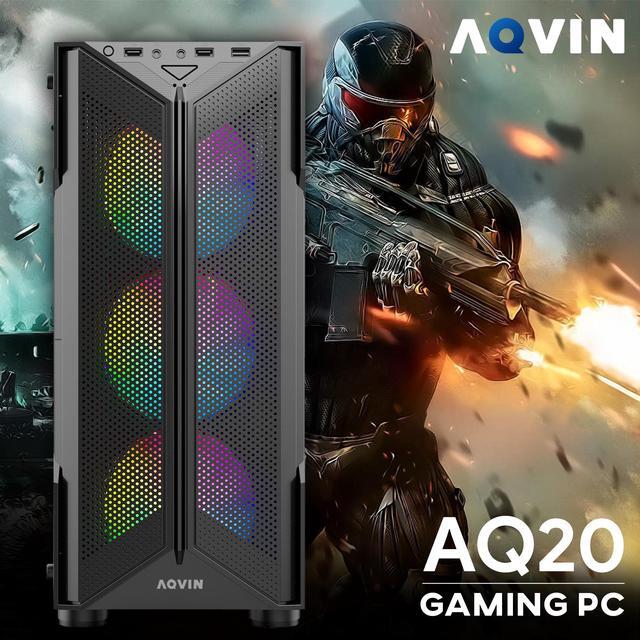 AQVIN-Q20 Tower Gaming PC - RGB (Intel Core I3 - 32GB RAM - 1TB SSD - GeForce RTX 3060 12GB- Windows 11 Pro) Gaming Keyboard And Mouse - WiFi - High - Performance Desktop Computer