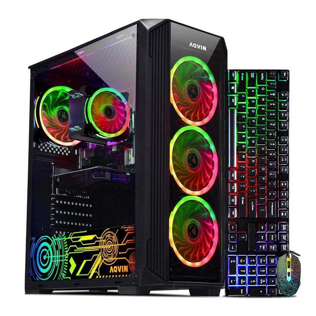 AQVIN ZForce Gaming PC - Intel Hexa-Core I7 Up To 4.60 GHz GeForce GTX 1660 Super 6GB GPU 32GB DDR4 RAM 1TB NVMe SSD Windows 11 Pro Desktop Tower Computer Gaming Keyboard & Mouse - Black