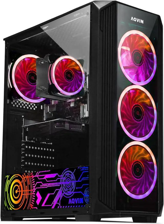 AQVIN ZForce Gaming PC - Intel Hexa-Core i7 Up to 4.60 GHz GeForce GTX 1660 Super 6GB GPU 32GB DDR4 RAM 2TB NVMe SSD Windows 11 Pro Desktop Tower Computer Gaming keyboard & Mouse - Black