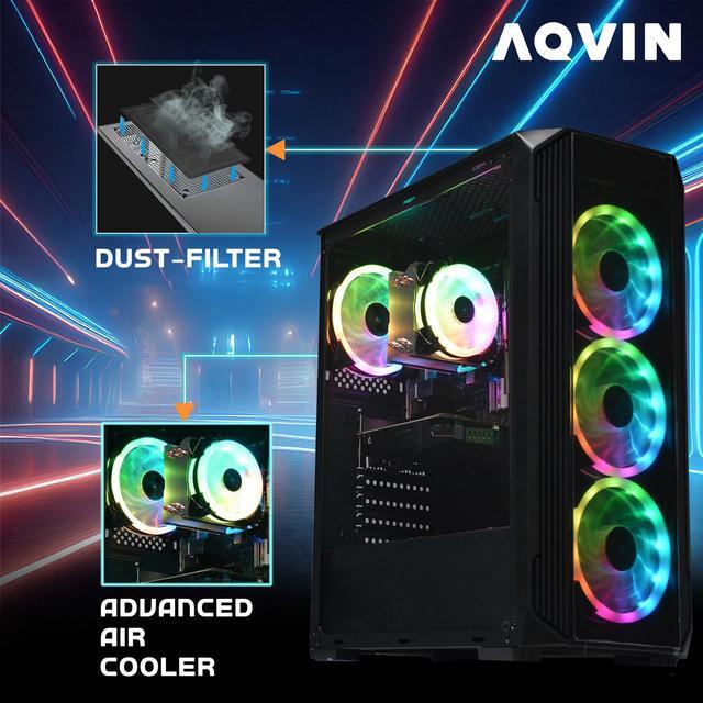 AQVIN ZForce Gaming PC Tower - Intel I7 Processor Upto 4.60 GHz / 512GB SSD - 32GB DDR4 RAM / NVIDIA RTX 3060 12GB GDDR6 Gaming GPU / Windows 11 Pro / RGB Gaming Keyboard & Mouse / WiFi