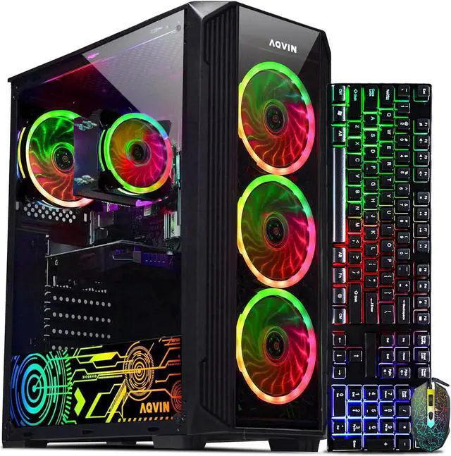 AQVIN ZForce Gaming PC Tower - Intel i7 Processor upto 4.60 GHz / 512GB SSD - 32GB DDR4 RAM / NVIDIA RTX 3060 12GB GDDR6 Gaming GPU / Windows 11 Pro / RGB Gaming Keyboard & Mouse / WiFi