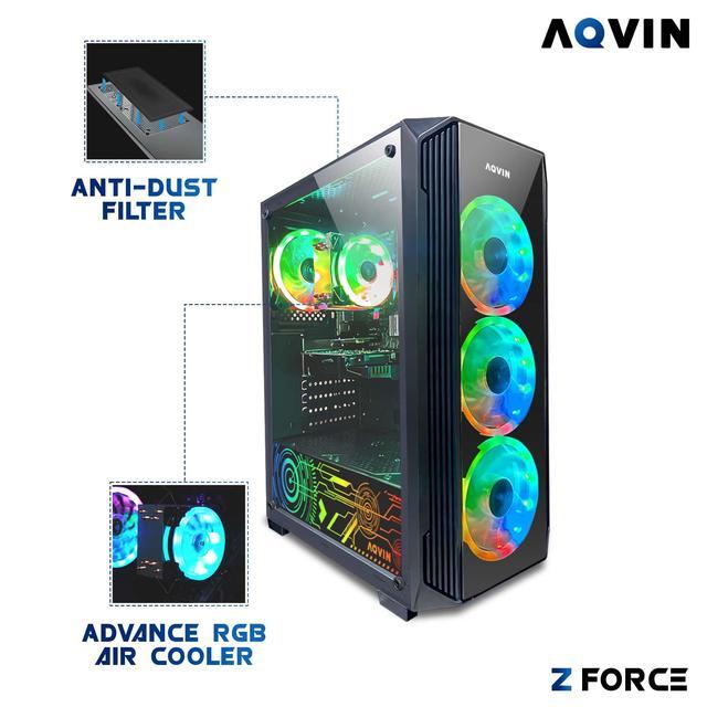 AQVIN ZForce Gaming PC - Windows 11 Pro Desktop Tower Computer NVIDIA GeForce RTX 4060 8GB Card Intel Hexa-Core I7 Up To 4.60 GHz 32GB DDR4 RAM 2TB NVMe SSD Built-in WiFi - 1 Year Warranty
