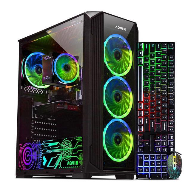 AQVIN ZForce Gaming Tower PC - Intel Hexa-Core I7 Up To 4.60 GHz NVIDIA GeForce RTX 3050 8GB GPU 32GB DDR4 RAM 2TB NVMe SSD Windows 11 Pro Desktop Computer Built-in WIFI - 1 Year Warranty