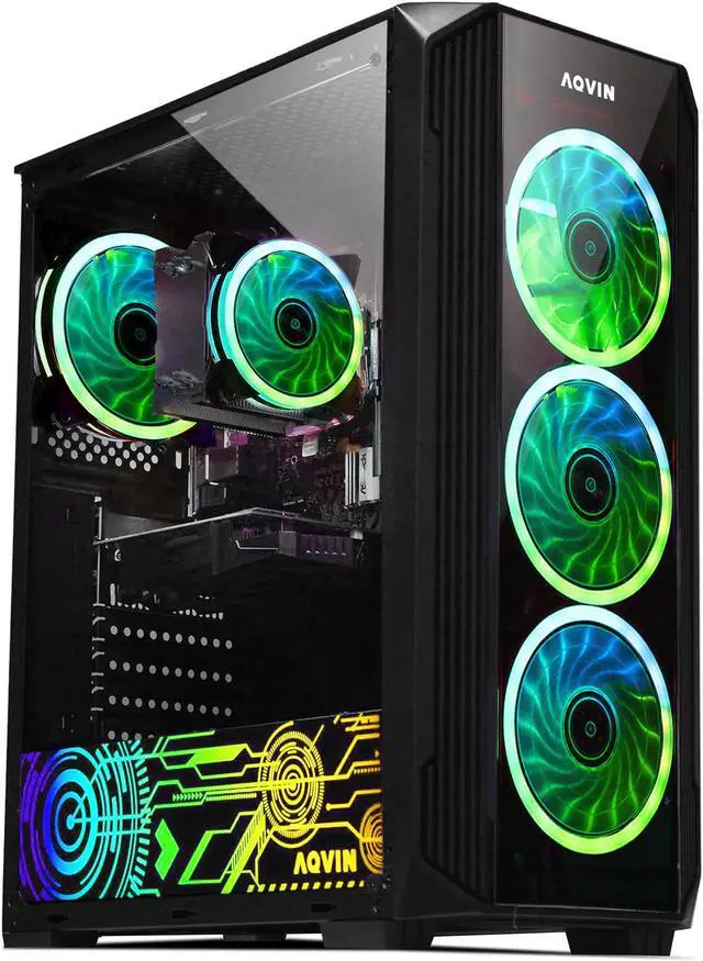 AQVIN ZForce Gaming Tower PC - Intel Hexa-Core i7 Up to 4.60 GHz NVIDIA GeForce RTX 3050 8GB GPU 32GB DDR4 RAM 2TB NVMe SSD Windows 11 Pro Desktop Computer Built-in WIFI - 1 year Warranty