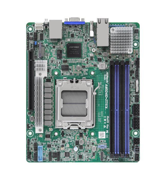ASRock Rack AM5D4ID-2T/BCM Deep Mini-ITX Server Motherboard AMD Ryzen 7000 AM5 (LGA 1718) KNOLL3 X300 Dual 10G LAN