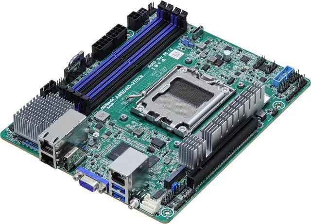 ASRock Rack AM5D4ID-2T/BCM Deep mini-ITX Server Motherboard AMD Ryzen 7000 AM5 (LGA 1718) KNOLL3 X300 Dual 10G LAN