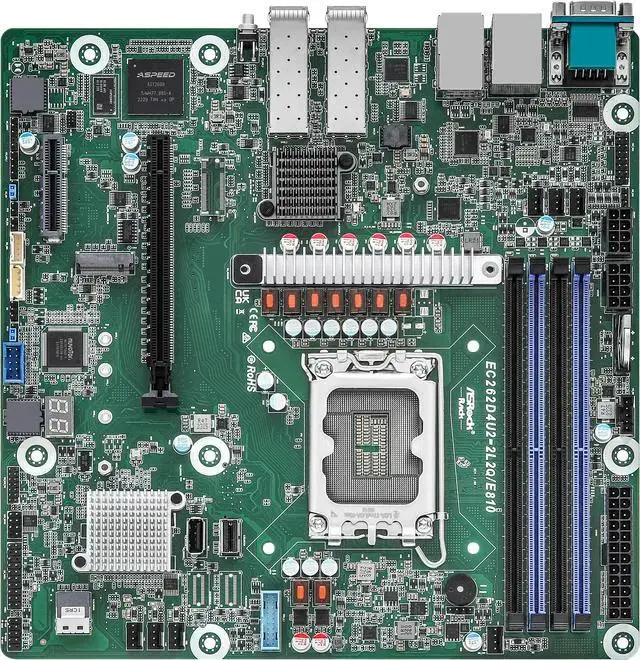 ASRock Rack EC262D4U2-2L2Q/E810 Xeon E-2400 Micro ATX MB 2 x 25GbE SFP28 IPMI