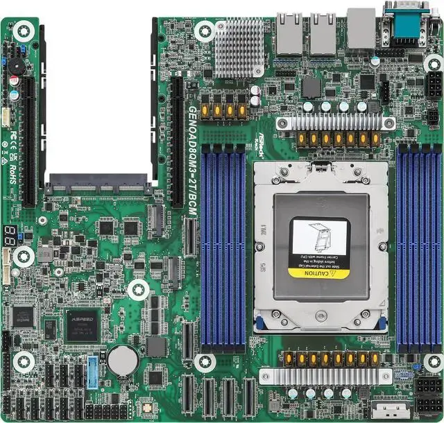 ASRock Rack GENOAD8QM3-2T/BCM CEB Server Motherboard Singel Socket SP5 (LGA 6096) AMD EPYC™ 9004 and 97x4 series processors Dual 10GbE OCP NIC 3.0 PCIe5.0