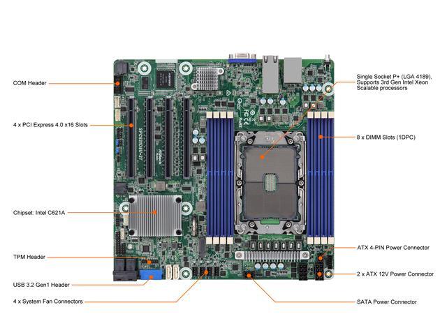 AsRock Rack SPC621D8U-2T Micro ATX Server Motherboard LGA 4189 Intel C621A