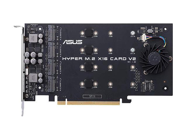 ASUS Hyper M.2 X16 PCIe 3.0 X4 Expansion Card V2 Supports 4 X NVMe M.2 (2242/2260/2280/22110) Up To 128 Gbps For Intel VROC And AMD Ryzen Threadripper NVMe RAID