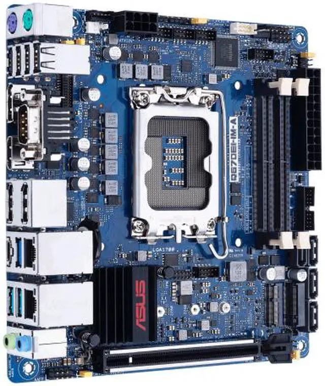 ASUS mini-ITX motherboard LGA1700 Socket for 12th/13th/14th Generation Processors 2 x DDR5 SO-DIMM slots PCIe Gen 5.0 DP HDMI USB 3.2 Gen2 6 x COM