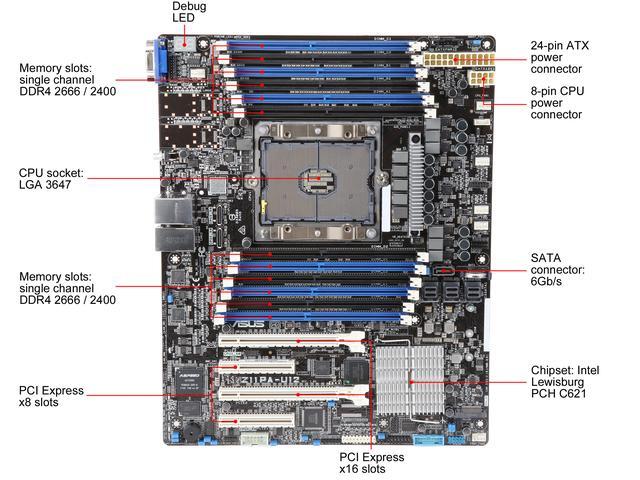 ASUS Z11PA-U12 ATX Server Motherboard LGA 3647 Intel Lewisburg PCH C621