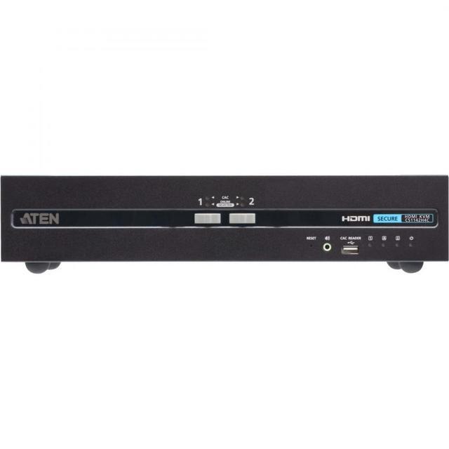ATEN 2-Port USB HDMI Dual Display Secure KVM Switch With CAC (PSD PP V4.0 Compliant) - 2 Computer(s) - 1 Local User(s) - 3840 X 2160 - 50 Hz 60 Hz - 7 X USB - 6 X HDMI - Rack-mountable