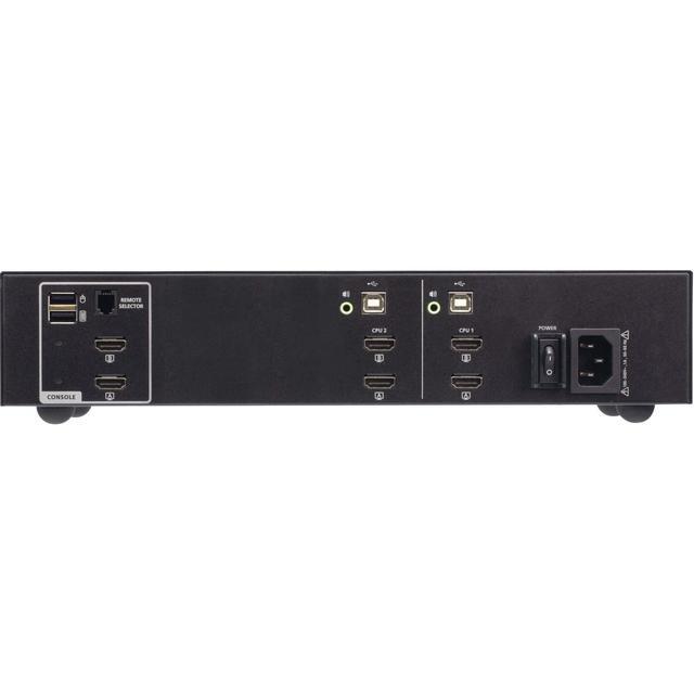ATEN 2-Port USB HDMI Dual Display Secure KVM Switch (PSD PP V4.0 Compliant) - 2 Computer(s) - 1 Local User(s) - 3840 X 2160 - 50 Hz 60 Hz - 4 X USB - 6 X HDMI - Rack-mountable