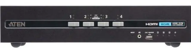 ATEN 4-Port USB HDMI Dual Display Secure KVM Switch with CAC (PSD PP v4.0 Compliant) - 4 Computer(s) - 1 Local User(s) - 3840 x 2160 - 50 Hz 60 Hz - 11 x USB - 10 x DisplayPort - Desktop