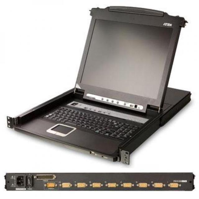 Aten 8-Port Slideaway 19in. Single Rail LCD KVM Switch