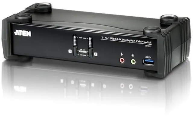 ATEN CS1922 2-Port USB 3.0 4K DisplayPort KVMP Switch (Cables Included) MST DP++ HDMI DVI via DP to HDMI/DVI DP++ Adapter