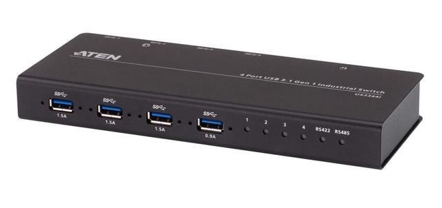 Aten - US3344I - Aten 4 X 4 USB 3.1 Gen 1 Industrial Hub Switch - USB Type B - 4 USB Port(s) - 4 USB 3.1 Port(s) - Mac