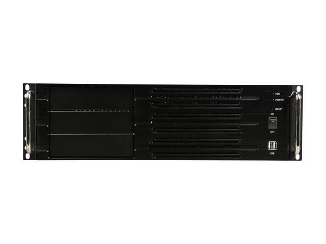 Athena Power RM-3U300PRR55U2 Black Brushed Aluminum Front Bezel / 1.2mm SECC 3U Rackmount Server Case 2U 550W Micro Redundant Power Supply 3 External 5.25" Drive Bays - OEM