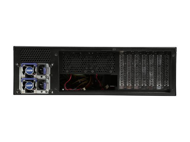 Athena Power RM-3U300PRR55U2 Black Brushed Aluminum Front Bezel / 1.2mm SECC 3U Rackmount Server Case 2U 550W Micro Redundant Power Supply 3 External 5.25" Drive Bays - OEM