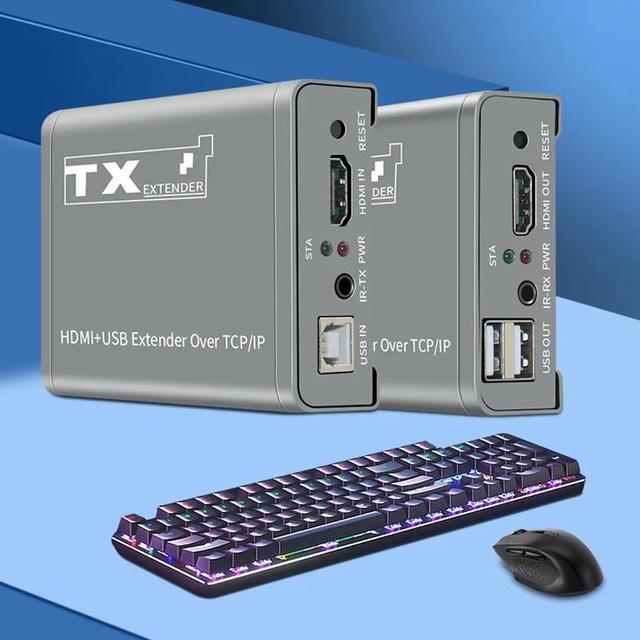 (AU Plug)(One RX)200M HDMI KVM Extender Over UTP/TCP Rj45 Cat5e/6 1080P HDMI USB Ethernet Extender Support Via Network Switch USB Mouse Keyboard